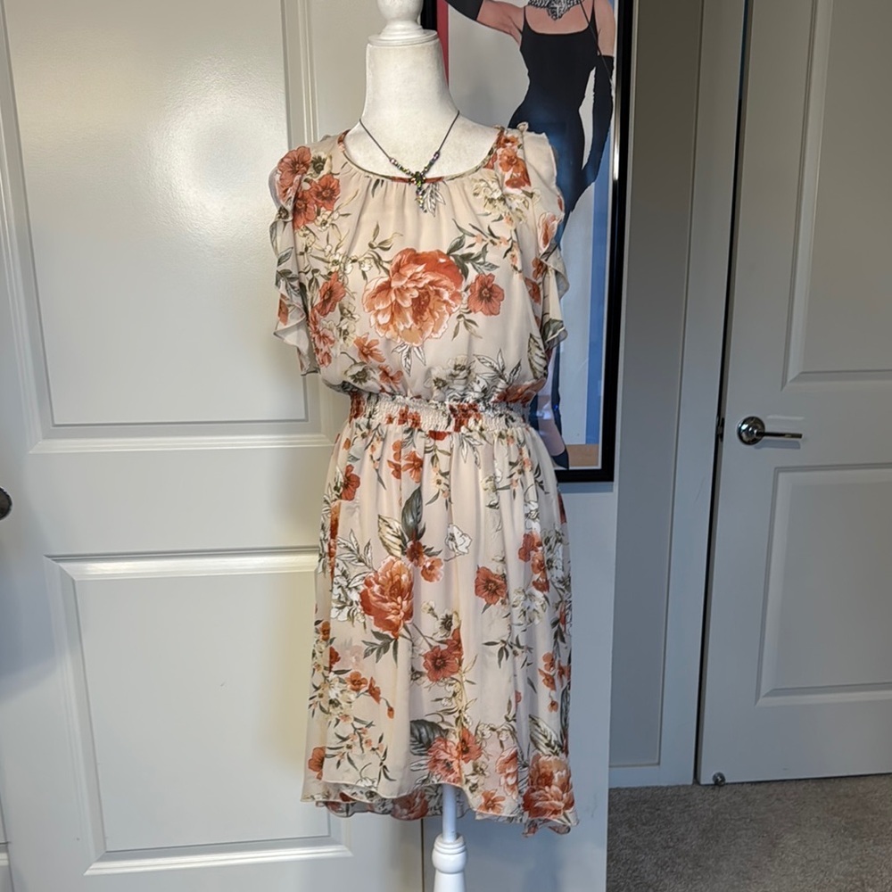 Cream Flutter Sleeve Midi Sundress For Casual Occ… - image 1